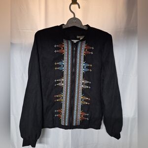 Ruff Hewn Black Boho Jacket with Embroidered Accents